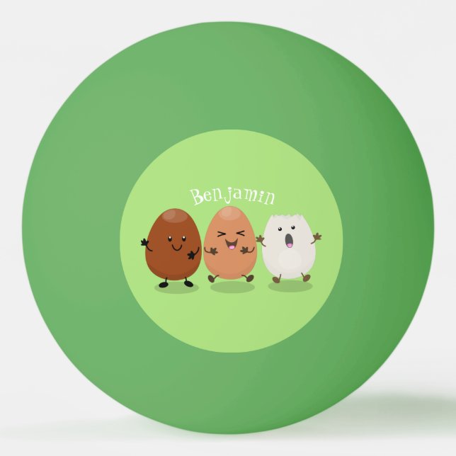 Niedliche Kawaii-Eier — lustige Cartoon-Illustrati Tischtennisball (Vorderseite)