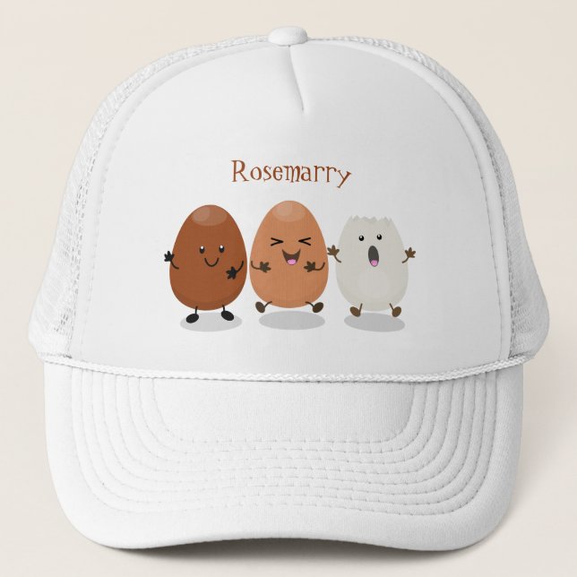 Niedliche Kawaii-Eier — lustige Cartoon-Illustrati Truckerkappe (Vorderseite)