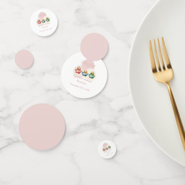Niedliche Kawaii Eiervögel Pastellfarben Babydusch Konfetti (Gruppe)