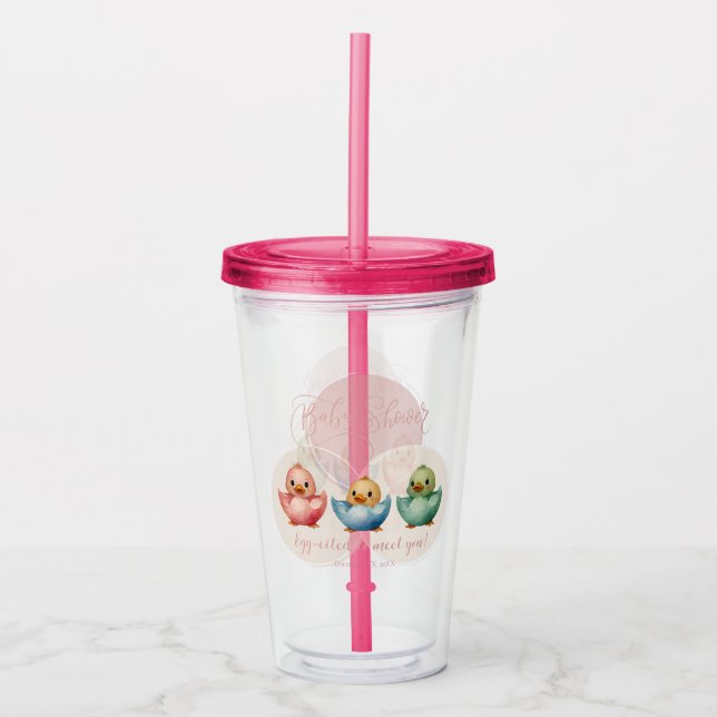 Niedliche Kawaii Eiervögel Pastellfarben Kinderdus Acryltrinkbecher (Vorderseite)