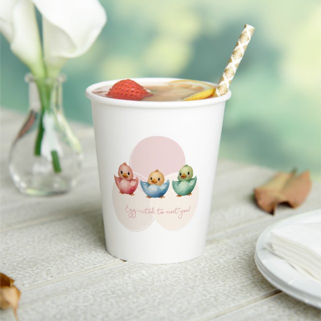 Niedliche Kawaii Eiervögel Pastellfarben Kinderdus Pappbecher (In Situ)