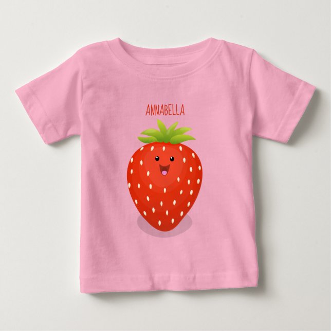 Niedliche Kawaii Erdbeere Cartoon Abbildung Baby T-shirt (Vorderseite)