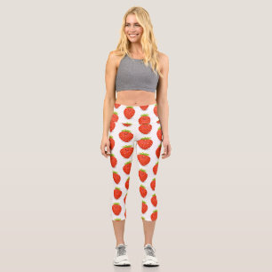 Niedliche Kawaii Erdbeere Cartoon Abbildung Capri Leggings