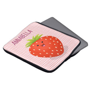 Niedliche Kawaii Erdbeere Cartoon Abbildung Laptopschutzhülle