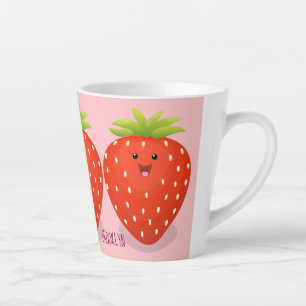 Niedliche Kawaii Erdbeere Cartoon Abbildung Milchtasse