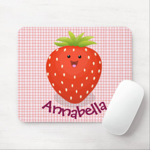 Niedliche Kawaii Erdbeere Cartoon Abbildung Mousepad