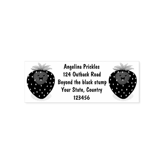 Niedliche Kawaii Erdbeere Cartoon Abbildung Permastempel (Design)