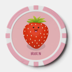 Niedliche Kawaii Erdbeere Cartoon Abbildung Pokerchips