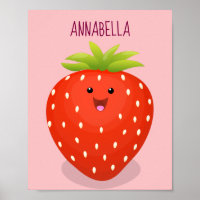 Niedliche Kawaii Erdbeere Cartoon Abbildung