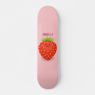 Niedliche Kawaii Erdbeere Cartoon Abbildung Skateboard
