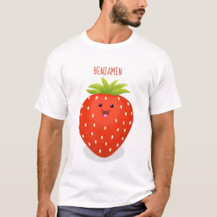 Niedliche Kawaii Erdbeere Cartoon Abbildung T-Shirt