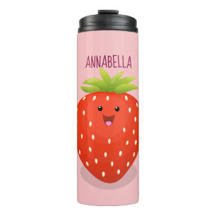 Niedliche Kawaii Erdbeere Cartoon Abbildung Thermosbecher