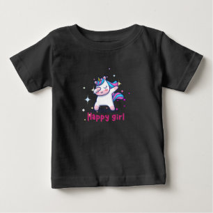 Niedliche Kawaii farbenfrohe Regenbogen Einhorn Ha Baby T-shirt