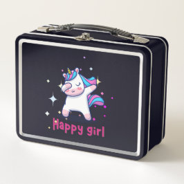 Niedliche Kawaii farbenfrohe Regenbogen Einhorn Ha Metall Brotdose