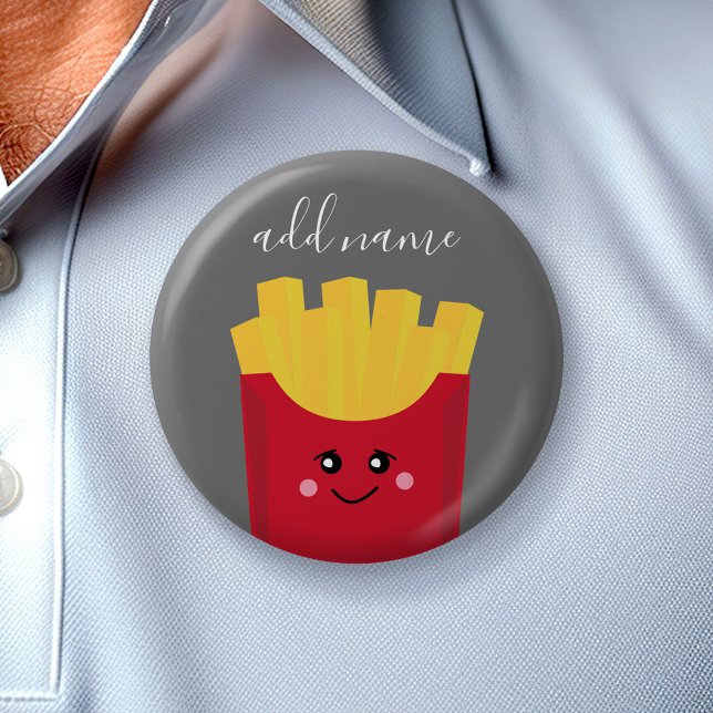Niedliche Kawaii Fries mit Individuelle Name Button (Custom Button)