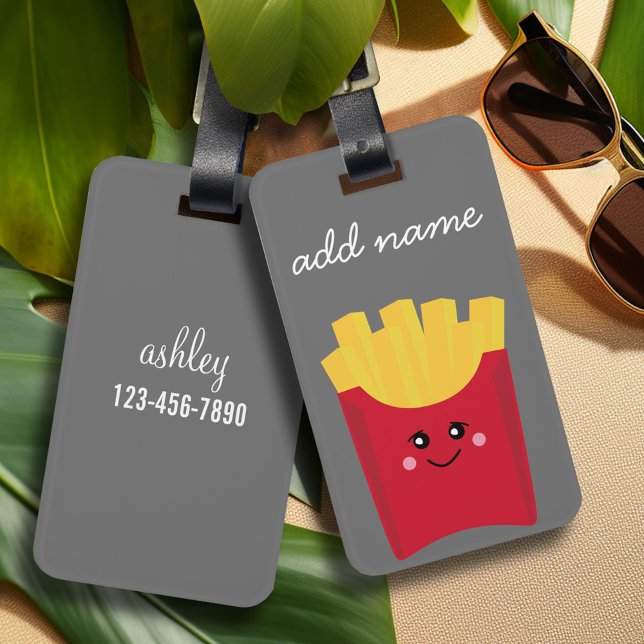 Niedliche Kawaii Fries mit Individuelle Name Gepäckanhänger (Personalized Luggage Tag)