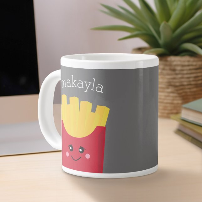 Niedliche Kawaii Fries mit Individuelle Name Jumbo-Tasse (Personalized mug)