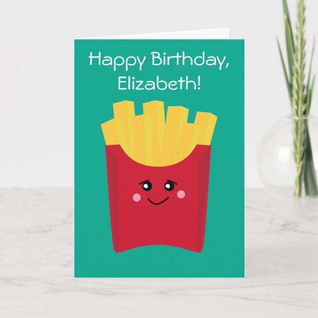 Niedliche Kawaii Fries mit Individuelle Name Karte (Vorderseite)