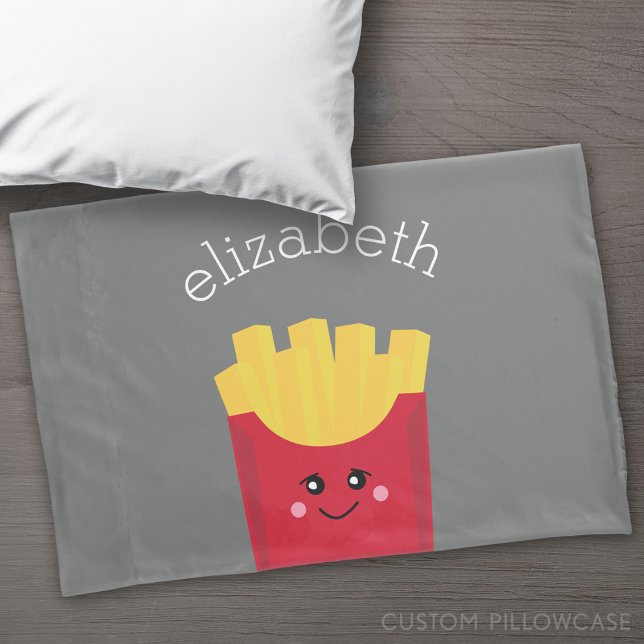 Niedliche Kawaii Fries mit Individuelle Name Kissenbezug (Custom Pillowcase)
