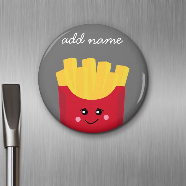 Niedliche Kawaii Fries mit Individuelle Name Magnet (Personalized Fridge Magnet - Add Custom Text)