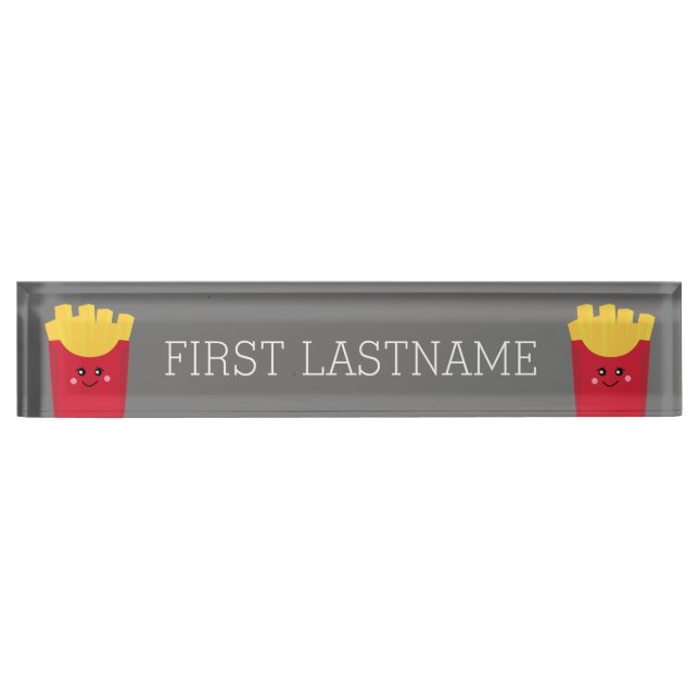Niedliche Kawaii Fries mit Individuelle Name Namensplakette (Vorderseite)