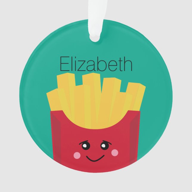 Niedliche Kawaii Fries mit Individuelle Name Ornament (Vorderseite)