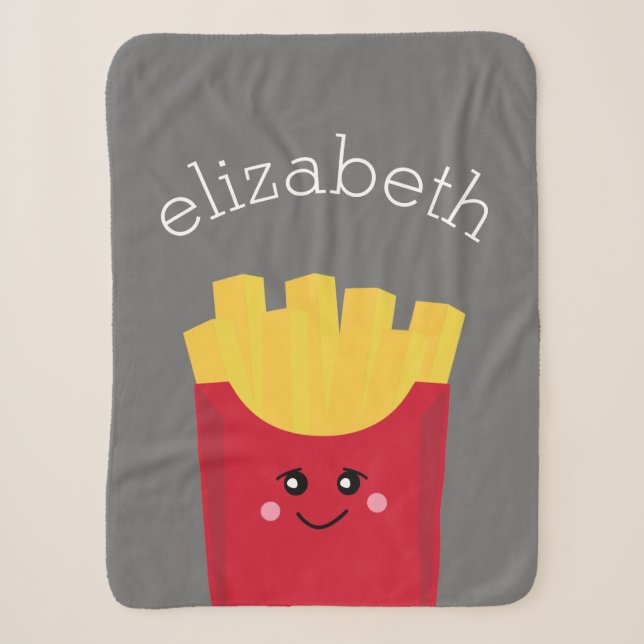 Niedliche Kawaii Fries mit Individuelle Name Sherpadecke (Vorderseite)