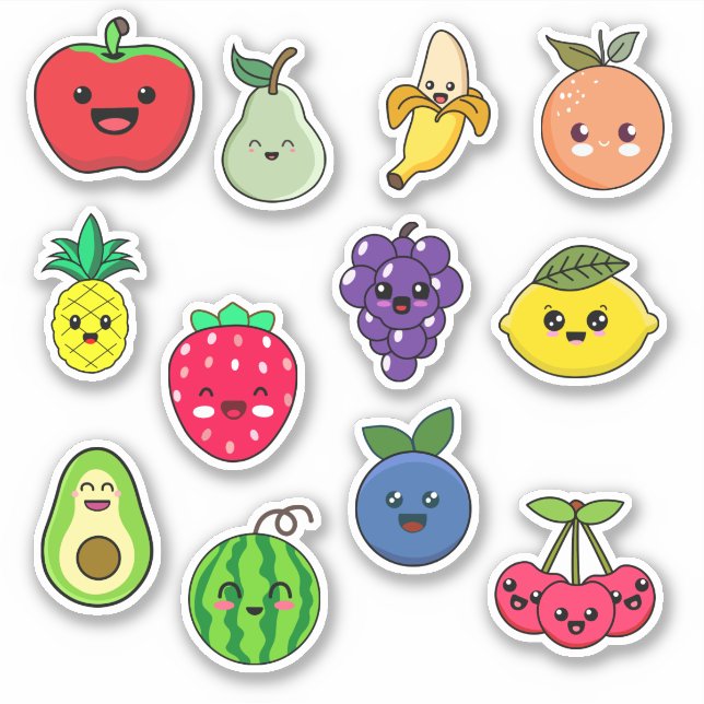 Niedliche Kawaii Fruchtkleber Aufkleber (Vorderseite)