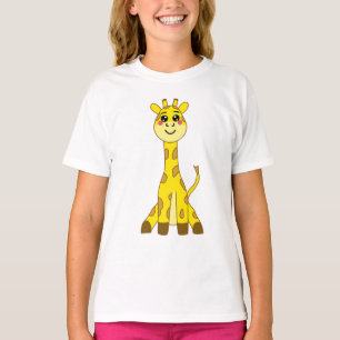 Niedliche Kawaii-Gelbe Giraffe-Illustration T-Shirt