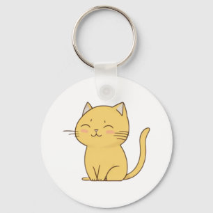 Niedliche Kawaii-Gelbe Katze zeichnend Schlüsselanhänger