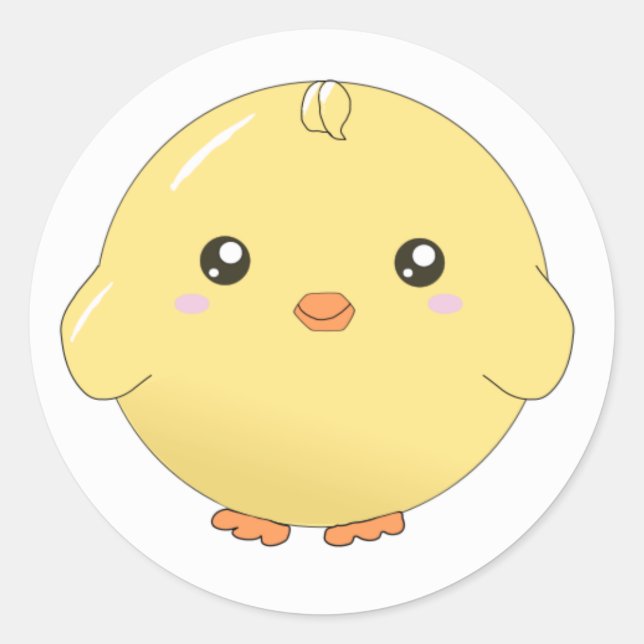 Niedliche Kawaii-Gelbe Kichensticker Runder Aufkleber (Vorderseite)