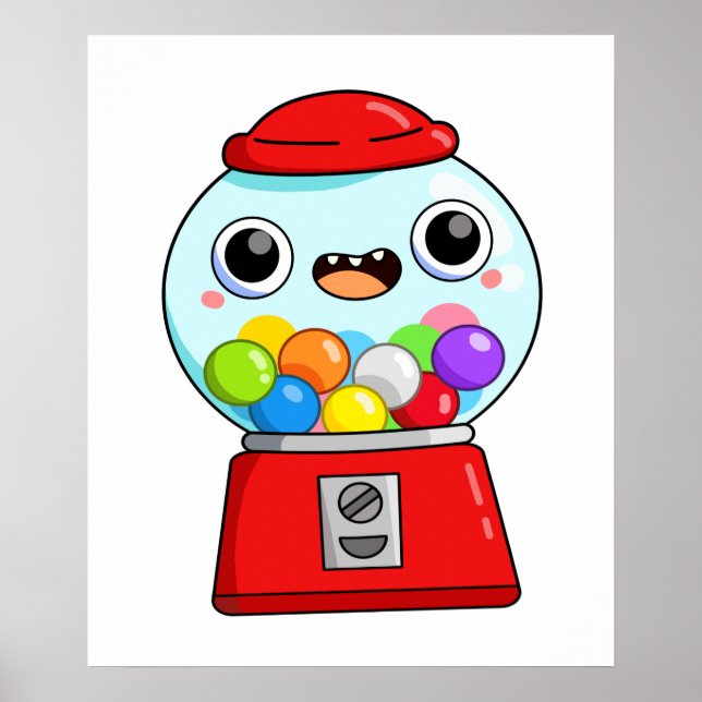 Niedliche Kawaii-Gumball-Maschine Poster (Vorne)
