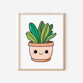 Niedliche Kawaii Handgezeichnete gepunktete Pflanz Poster