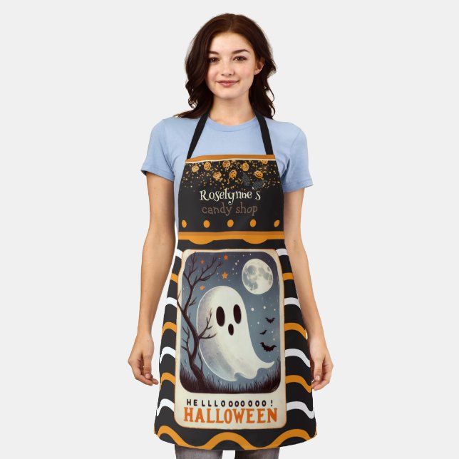 Niedliche kawaii Happy Halloween individuelle Name Schürze (Getragen)