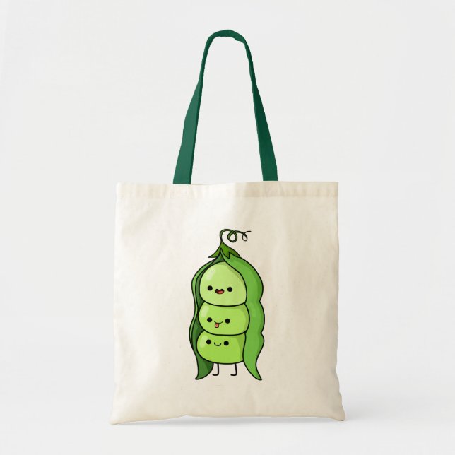 Niedliche Kawaii-Happy-Peas Tragetasche (Vorne)