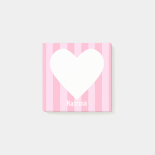 Niedliche Kawaii Herz Rosa Streifen Custom Post-it Klebezettel