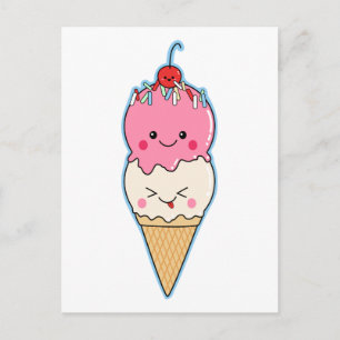Niedliche Kawaii Ice Creme Postkarte