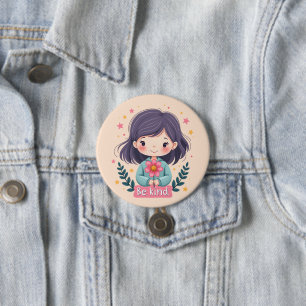 Niedliche Kawaii-Illustration "Be Kind" - Großarti Button