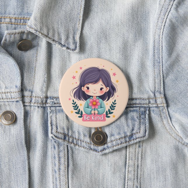 Niedliche Kawaii-Illustration "Be Kind" - Großarti Button (Beispiel)