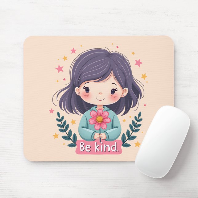 Niedliche Kawaii-Illustration "Be Kind" - Großarti Mousepad (Mit Mouse)