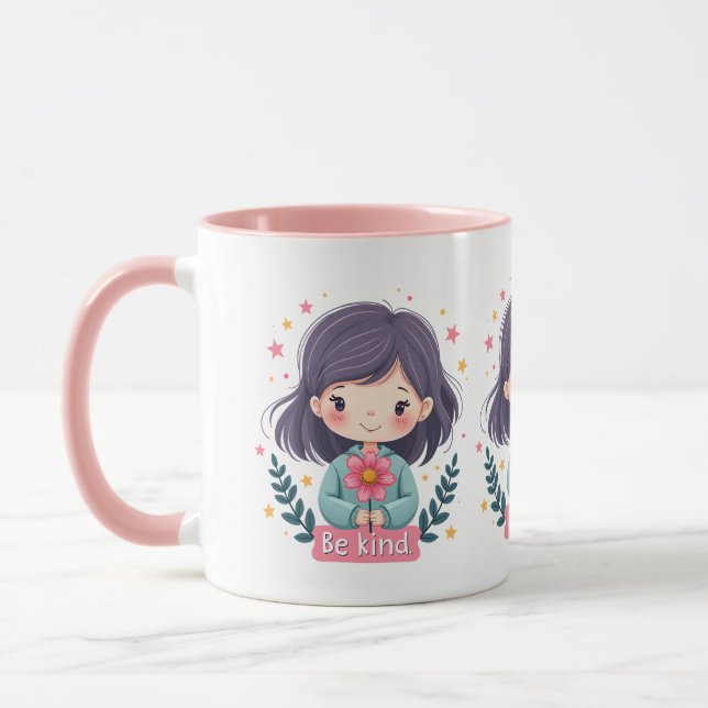 Niedliche Kawaii-Illustration "Be Kind" - Großarti Tasse (Links)