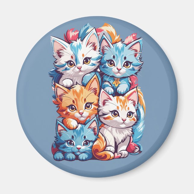 Niedliche Kawaii-Kätzchen Magnet (Vorne)