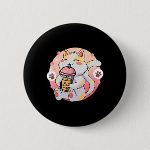 Niedliche Kawaii Katze Boba Tee Anime Kitten Gesch Button