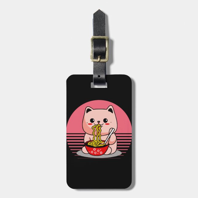 Niedliche Kawaii-Katze Gepäckanhänger (Vorderseite vertikal)