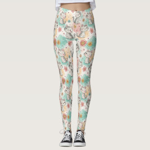 Niedliche Kawaii Katzen Kätzchen Pastellfarben Mus Leggings