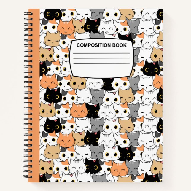 Niedliche Kawaii-Katzen Spiralzusammensetzung Notizbuch (Vorderseite)