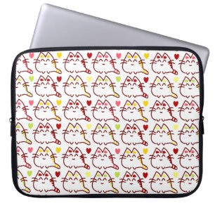 Niedliche Kawaii-Katzen und Herz-Muster Laptopschutzhülle