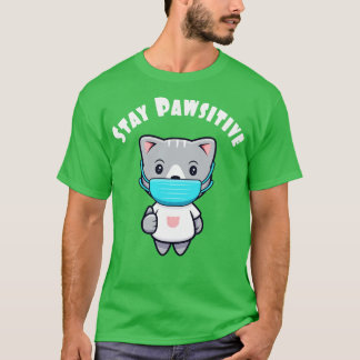 Niedliche Kawaii Katzenmaske Pawsitive Kitty T-Shirt