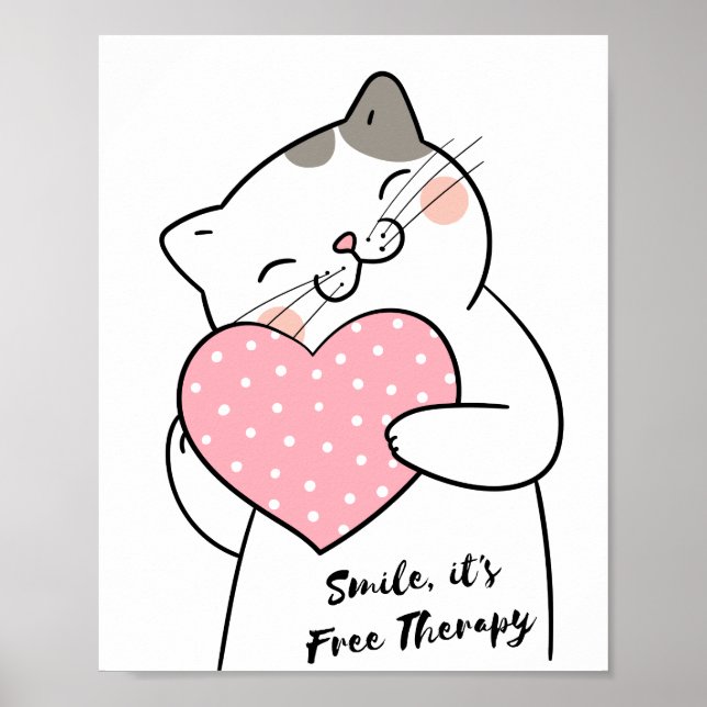 Niedliche Kawaii Katzenwelpen Positive Redewendung Poster (Vorne)