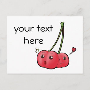 Niedliche Kawaii Kirschen Postkarte für Ihren Text